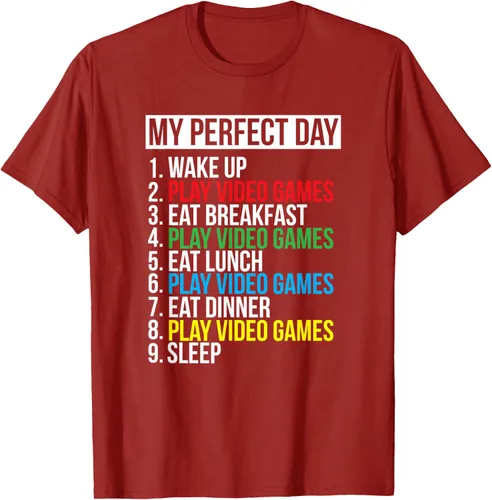 Vista 54 de My Perfect Day" - Camiseta negra de ajuste clásico, cuello redondo, manga corta, poliéster y algodón, Negro