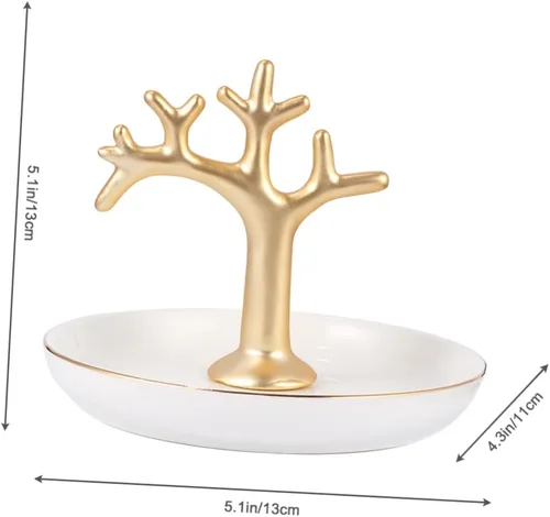 Vista 4 de USHOBE 1pc Ring Holder Bandejas Decorativas Necklace Earring Dish Trinket Dish Tray Jewelry Holder Home Decor Jewelry Dish Gold Filled Earrings