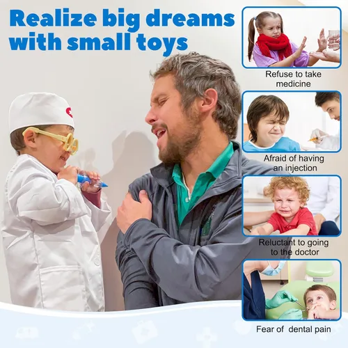 Vista 3 de Liberry Kit médico para niños pequeños de 3, 4 y 5 años, juego de médico para niñas y niños, kit médico de juego de simulación con estetoscopio
