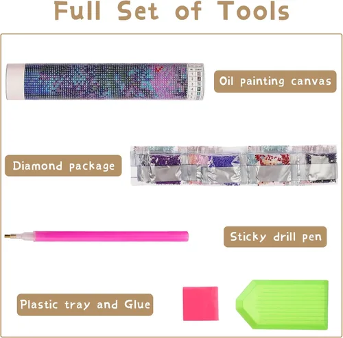 Vista 2 de Ginfonr Kits de arte de diamantes 5D para adultos, pintura de diamante de pájaro de cuervo para adultos, arte de diamantes de imitación