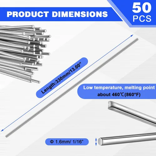 Vista 2 de Tandefio 50 varillas de soldadura de aluminio para baja temperatura, varillas de soldadura de baja temperatura, 716 ° f-752 °f, varilla de aluminio