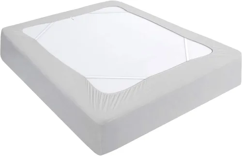 Vista 14 de Funda de somier, tamaño individual, falda de cama de 4 lados con envoltura Blanco