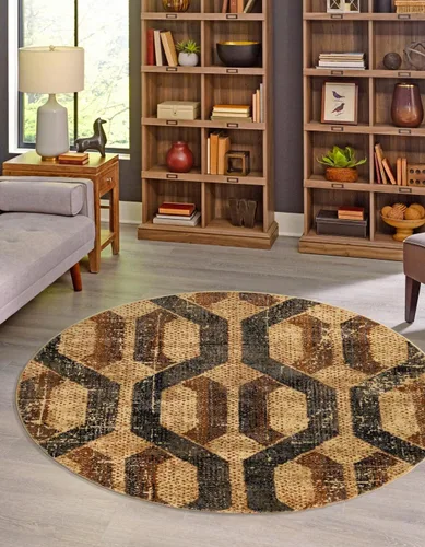 Vista 12 de Unique Loom Saturn Collection - Astra (Runner 2 pies 2 pulgadas x 5 pies 0 pulgadas, beige crema/negro)