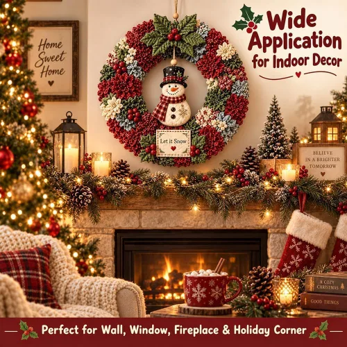 Vista 5 de Kit de corona de tela de Navidad para bricolaje, arte sin coser