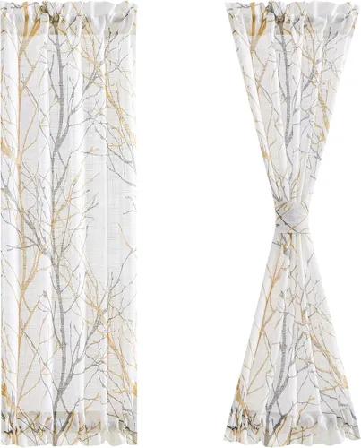 Vista 12 de Fmfunctex - Cortinas con estampado de ramas para puerta