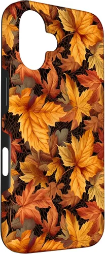 Vista 3 de iPhone 16 Red And Orange Autumn Colors Fall Leaves Floral Pattern Case