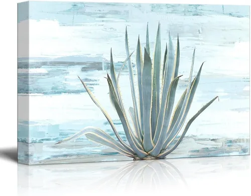 Vista 16 de Wall26 - Lienzo decorativo para pared (12.0 x 18.0 in), diseño de cactus sobre fondo azul