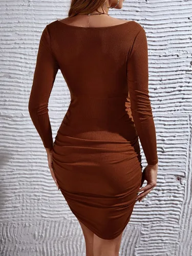 Vista 2 de Floerns Vestido de maternidad de manga larga con cuello cuadrado y lazo frontal para mujer