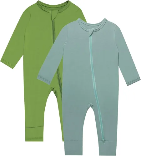 Vista 12 de GUISBY Mamelucos sin pies para bebé, pijamas de rayón con cremallera de 2 vías con pijama de manga larga Rosa claro