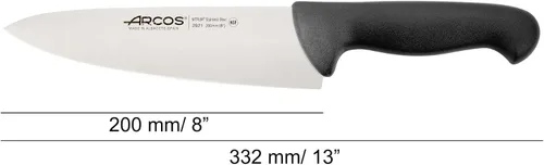 Vista 2 de Arcos Cuchillo de chef serie 2900 – Hoja de acero inoxidable de nitro, mango negro de polipropileno, plata, sistema de identificación