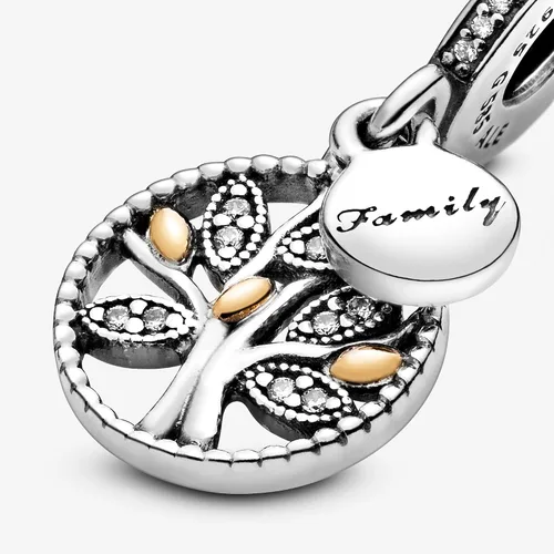 Vista 7 de Pandora Jewelry - Colgante brillante para árbol genealógico, momentos compatibles, oro de 14 quilates y plata de ley con circonita cúbica, viene