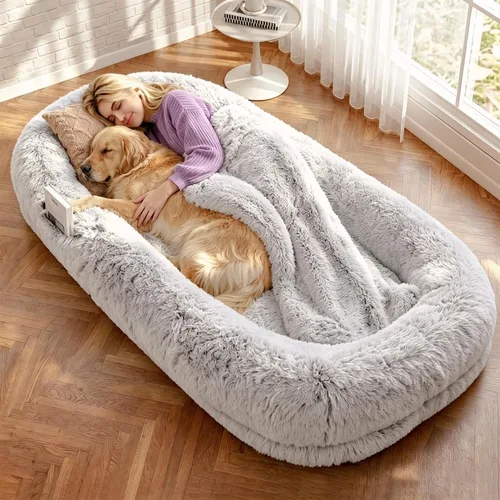 Vista 10 de Murago Cama humana para perros adultos, cama larga para perros de tamaño humano de 43 x 10 x 71 pulgadas, funda extraíble, diseño ortopédico