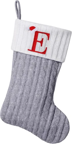 Vista 34 de Medias de Navidad personalizadas de 19 pulgadas con iniciales bordadas, medias de Navidad de punto negro para decoraciones de vacaciones familiares