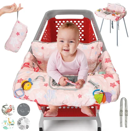 Vista 16 de PILLANI Asiento de carrito de compras para bebé, funda de silla alta para asiento de restaurante - Funda de carrito de comestibles para bebé niña