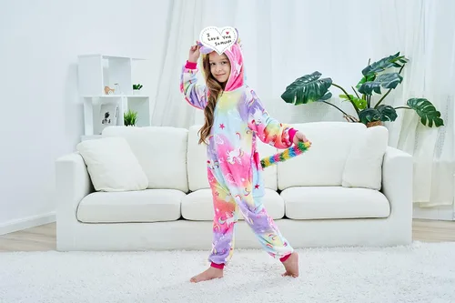Vista 2 de Riverchan Kids Unicorn Onesie Animal Pajamas Halloween Cosplay Costume Sleepwear Gift for Girls and Boys