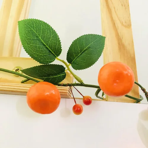 Vista 7 de Vid de mandarina con tira de luces LED, vid artificial de bayas de Kumquat de 6.6 ft, 1 cadena de 20 luces LED, funciona con pilas, decoración
