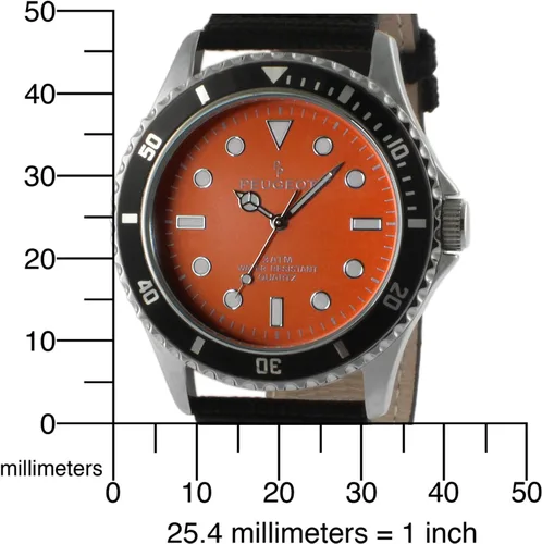 Vista 4 de Peugeot Reloj deportivo con bisel para hombre con correa de muñeca de lona negra