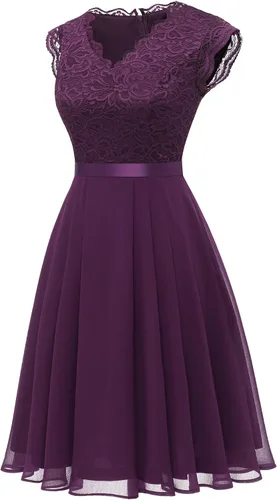 Vista 2 de Dressystar - Vestido de dama de honor, sin mangas, con cuello en V, para fiesta de boda