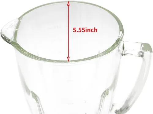 Vista 3 de Anbige Piezas de repuesto Frasco de vidrio de 6 tazas con cuchilla, junta, base, tapa, compatible con licuadoras Oster