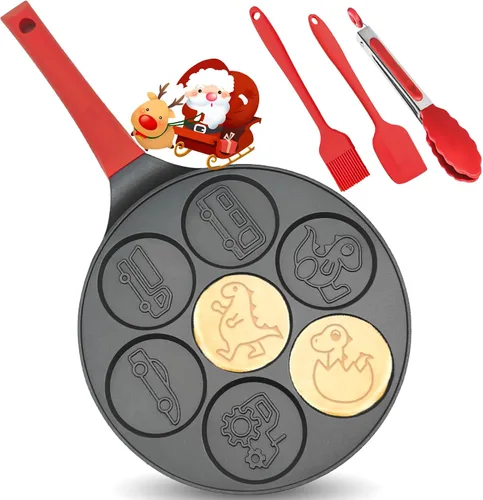 Vista 7 de Sartén para huevos para tortillas, sartén para panqueques de dólares plateados para niños, mini panqueques, sartén antiadherente para desayuno
