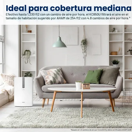 Vista 5 de Sharp KC-850U, purificador de aire Plasmacluster con función humidificadora