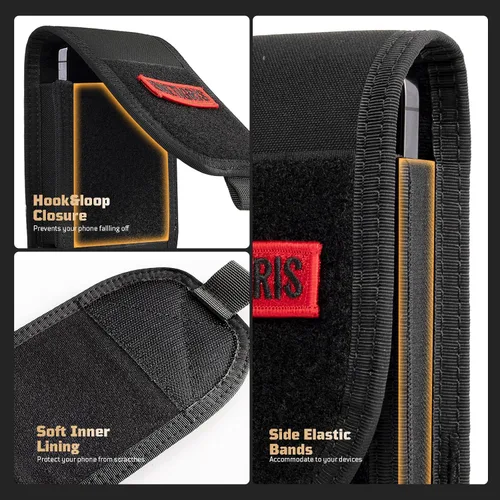 Vista 6 de OneTigris - Bolsillo grande para smartphone de 5.5 pulgadas con funda Otterbox o Survivor Negro