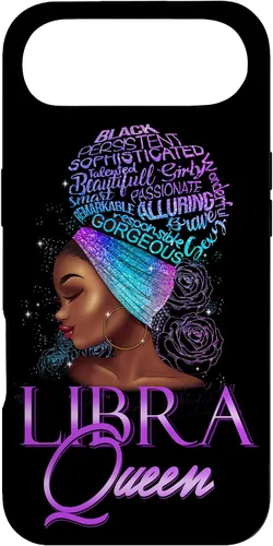 Vista 27 de Purple Libra Queen African American Woman Septiembre Octubre Funda para iPhone 17