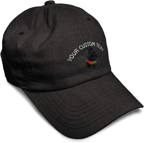 Vista 45 de Gorra de béisbol suave negra con cabeza de laboratorio bordada para perros, sarga de laboratorio negra, de algodón, con mosca de dragón, sombreros