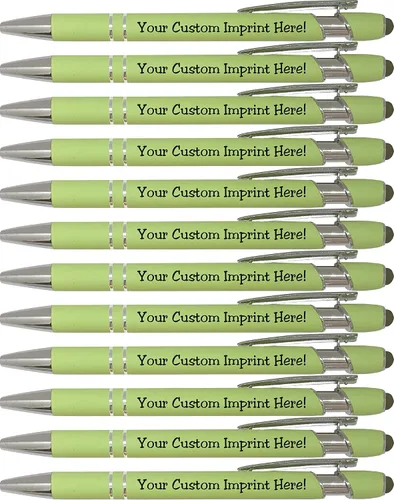 Vista 10 de ExpressDesigns™ - Bolígrafos personalizados pastel premium con lápiz óptico Bolígrafos personalizados de metal suave al tacto con tinta negra