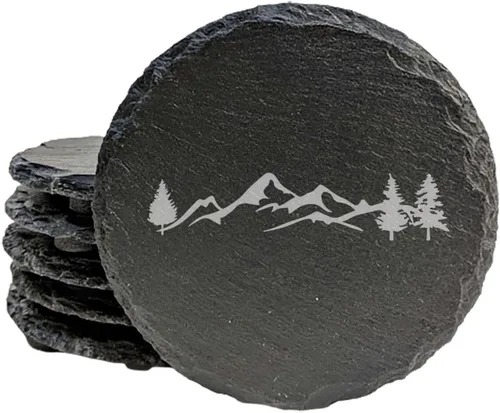 Vista 37 de Mountain Majesty - Posavasos de pizarra con impresionante diseño de escena de montaña, perfectos para decoración del hogar y la oficina y protección