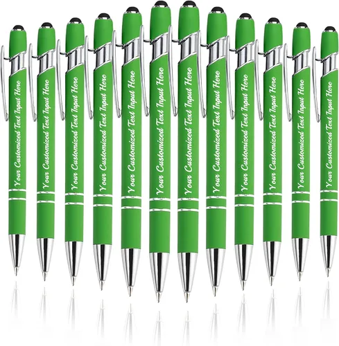 Vista 49 de Bolígrafo personalizado, 50 bolígrafos personalizados, grabado a granel con logotipo de nombre, lápiz digital de tinta negra suave con toque