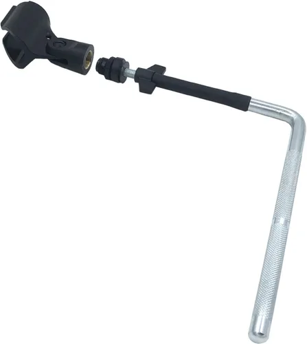 Vista 3 de Juego de batería Soporte de montaje para micrófono, abrazadera de montaje en estante de batería con brazo de montaje de micrófono en forma de L Clip