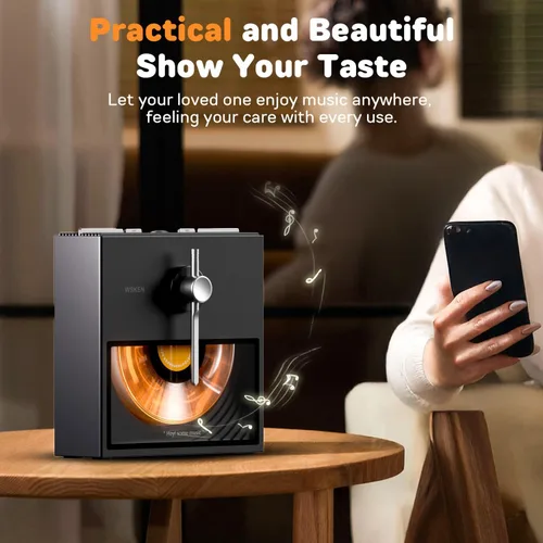 Vista 5 de WSKEN Altavoz Bluetooth retro, regalos para amantes de la música, mujeres, hombres, inauguración de la casa, decoración de escritorio estética