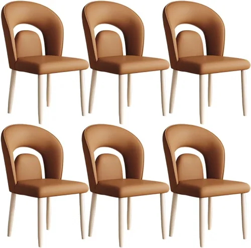 Vista 28 de YVYKFZD Leather Dining Chairs, Kitchen Chairs Set with Curved Back, Upholstered Dining Room Chair, Armless Comfy Side Chair, for Living Room, Dark