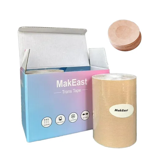Vista 3 de 2 rollos de cinta transgénica para transición, cinta de encuadernación extra ancha de pecho, sin látex, FTM, con cubiertas para pezones, ultra