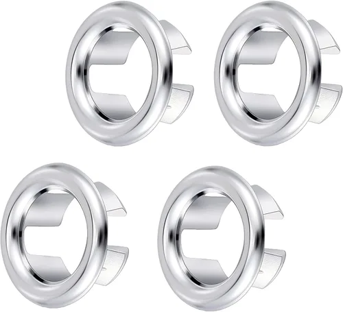 Vista 6 de Paquete de 4 cubiertas de anillo de desbordamiento para fregadero de baño de cocina, agujero de fregadero de baño, tapa de drenaje redonda