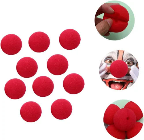 Vista 6 de ABOOFAN 10 piezas de esponja de nariz de payaso de Navidad, accesorios de circo de nariz roja, accesorios de payaso, accesorios rojos, decoración