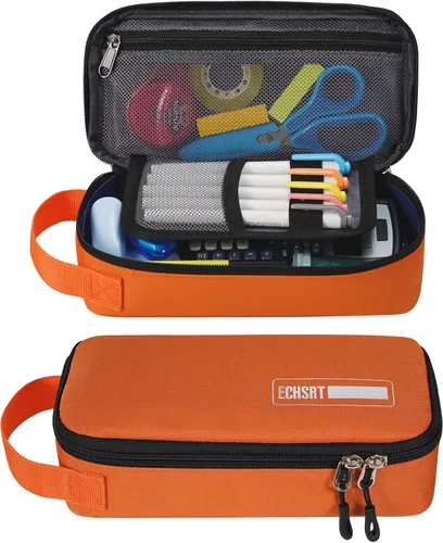 Vista 8 de ECHSRT Estuche para lápices para hombres y mujeres, bolsa grande para bolígrafos para adultos, estuche portátil estético con asa, fundas