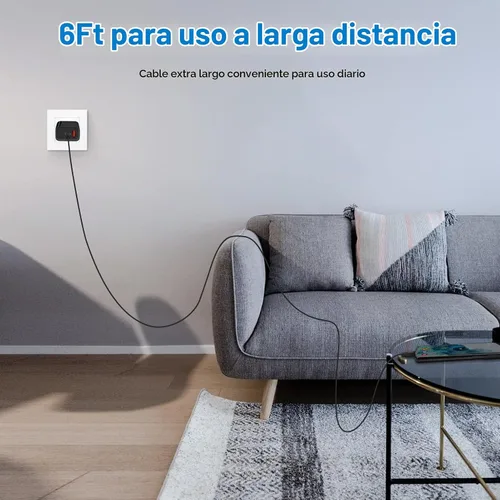 Vista 6 de Cable USB C a USB C, 60 W, paquete de 2 cables de carga rápida tipo C a Negro