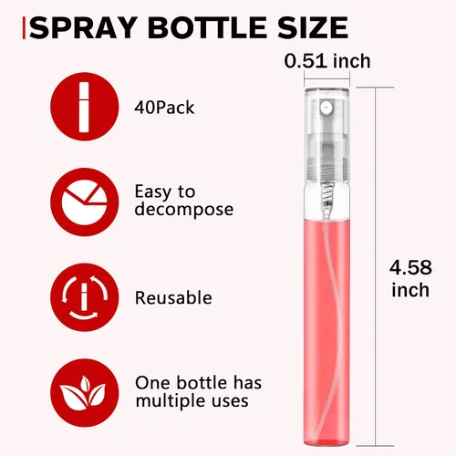 Vista 2 de Mini botella de spray de 0.3 fl oz, botella de spray de vidrio recargable, atomizador de botella de vidrio, atomizador de enjuague bucal de perfume