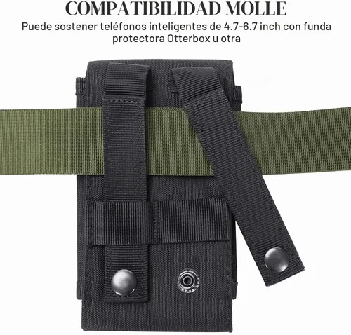 Vista 6 de Funda táctica negra Molle para teléfono celular, resistente al agua, para iPhone 11, 12, 13 Pro Max, para Samsung S22, S21, S20, FE, Note 20, A13