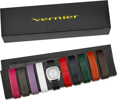 Vista 4 de Vernier Caja de plata de las mujeres madre de perla Dial 10 correa intercambiable reloj conjunto (VNR666572), Multi colorido