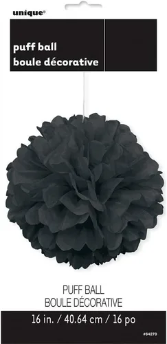 Vista 2 de Pompón de papel de seda color negro, de 16 pulgadas., talla única , Negro