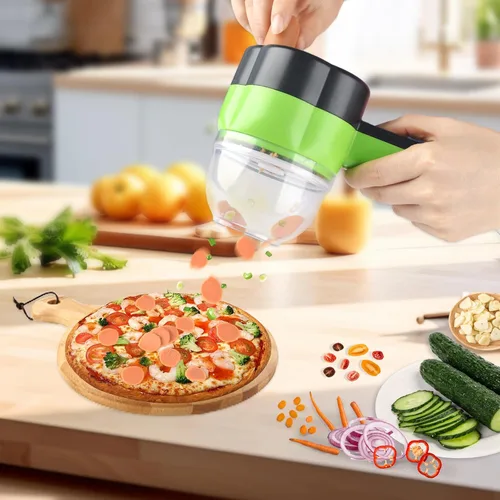 Vista 6 de Juego de cortador de verduras eléctrico 4 en 1 portátil, recargable, procesador de alimentos y picadora inalámbrica para mezclar alimentos
