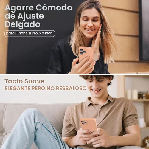 Vista 2 de Vooii Funda compatible con iPhone 11 Pro, silicona líquida mejorada con bordes planos, protección de cámara, forro de microfibra antiarañazos suave