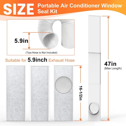 Vista 2 de GCGOODS Kit de sellado de ventana de aire acondicionado portátil con paneles de espuma aislados, kit de Ven de ventana de CA ajustable con protector
