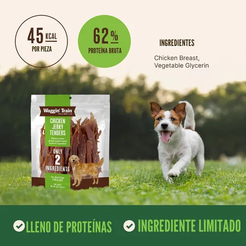 Vista 3 de Waggin' Train Golosinas de pollo para perros, hechas con pechugas de pollo 100% reales, solo dos ingredientes naturales, gran golosina para perros
