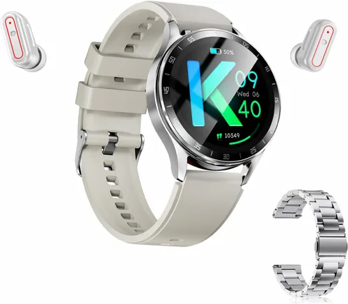 Vista 9 de X10 - Reloj inteligente con auriculares para iPhone, teléfonos inteligentes Android, 1.39 pulgadas, redondo, Bluetooth, llamadas, reloj inteligente