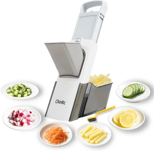 Vista 10 de Cortador de mandolina seguro mejorado para cocina, picador de alimentos vegetales ajustable, cebolla, papas fritas, ensalada de verduras juliana +