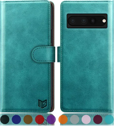 Vista 11 de SUANPOT Funda tipo cartera para Google Pixel 7 Pro 5G con bloqueo RFID, tarjetero de crédito, funda protectora de piel sintética con tapa para Negro